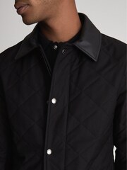 Reiss Black County Quilted Zip Through Jacket - Image 3 of 5