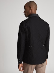 Reiss Black County Quilted Zip Through Jacket - Image 4 of 5