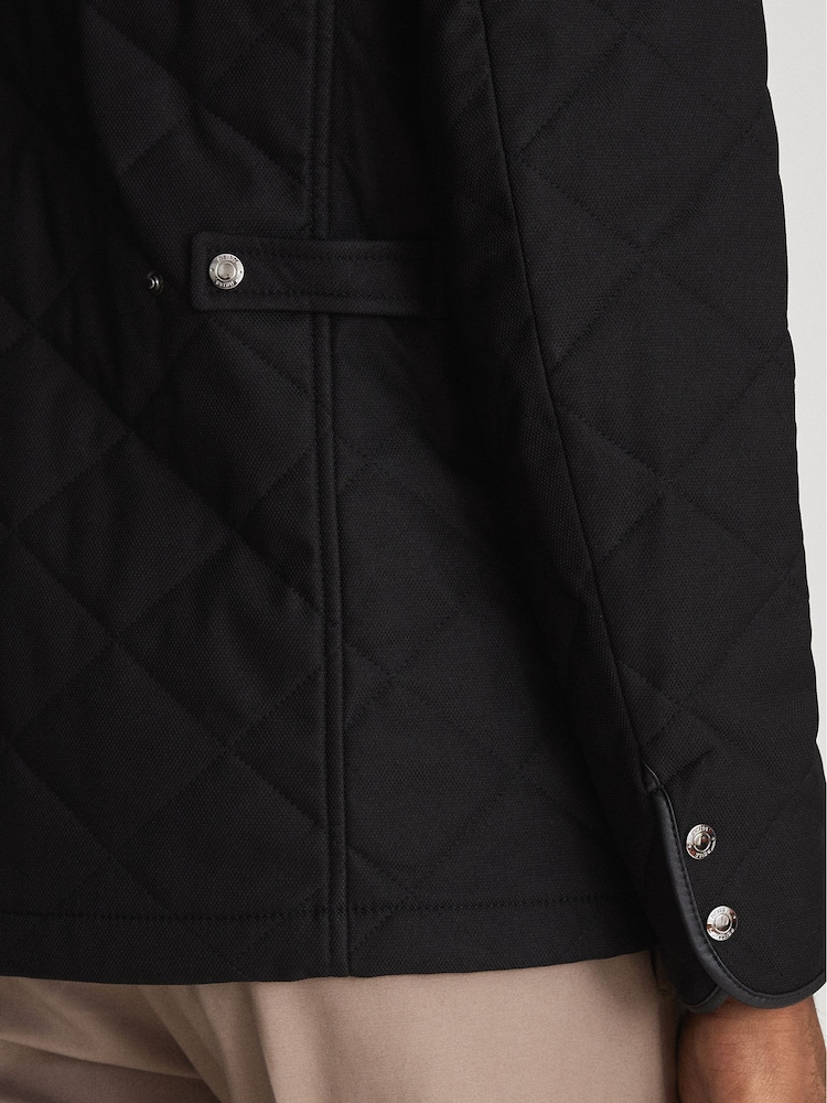 Reiss Black County Quilted Zip Through Jacket - Image 5 of 5