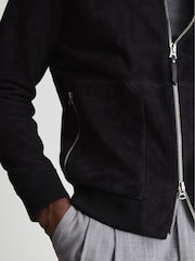 Reiss Navy Damon Suede Zip Through Jacket - Image 3 of 5