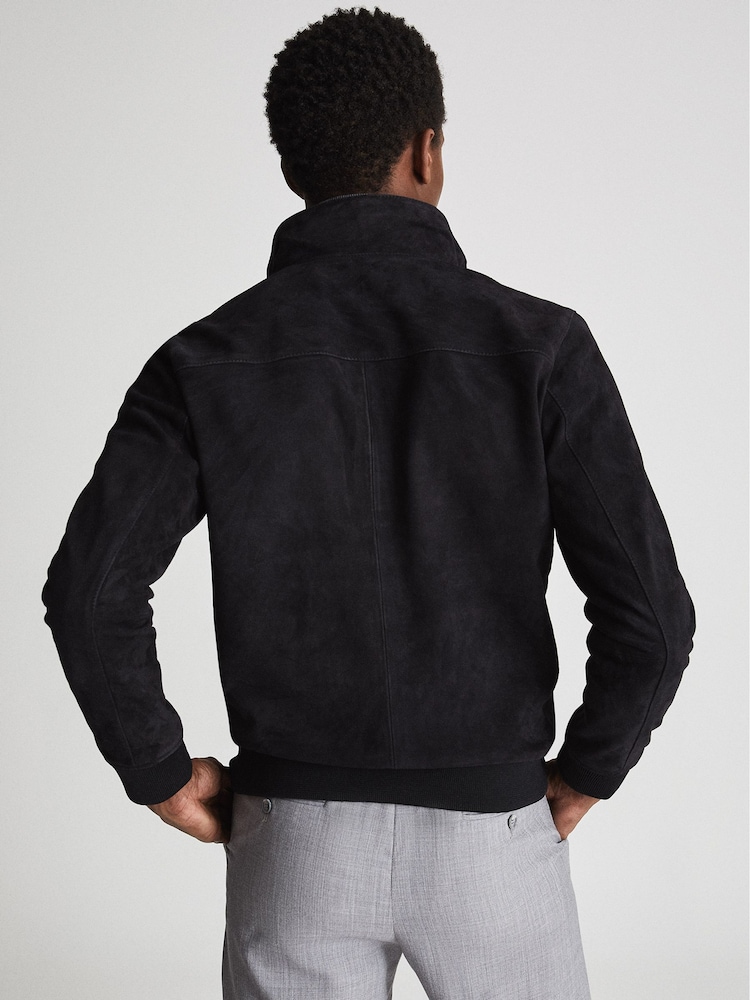 Reiss Navy Damon Suede Zip Through Jacket - Image 5 of 5