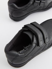 Black Wide Fit (G) School Leather Strap Touch Fasten Shoes - Image 5 of 6