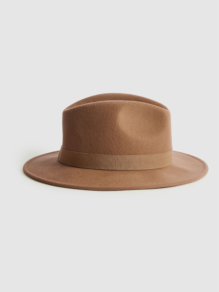 Reiss Camel Wool Fedora Hat - Image 2 of 4