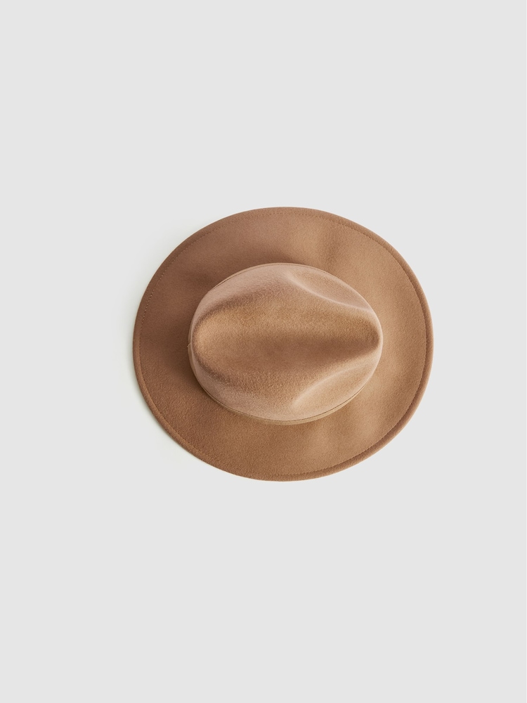 Reiss Camel Wool Fedora Hat - Image 4 of 4