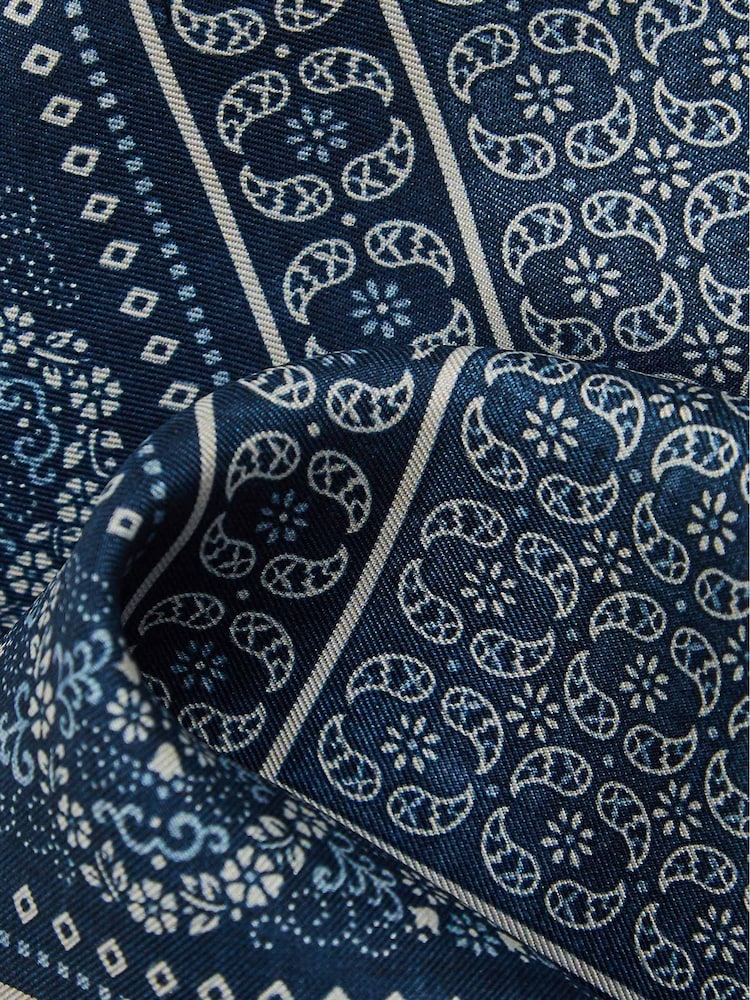 Reiss Navy Amiens Silk Paisley Pocket Square - Image 2 of 2