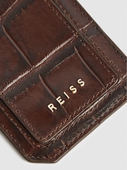 Reiss Chocolate Longford Leather Luggage Tag - Image 2 of 4