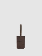Reiss Chocolate Longford Leather Luggage Tag - Image 3 of 4