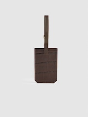 Reiss Chocolate Longford Leather Luggage Tag - Image 4 of 4