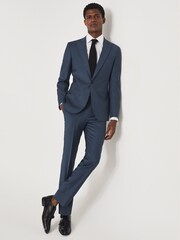 Reiss Airforce Blue Extra Wool Slim Fit Trousers - Image 1 of 5