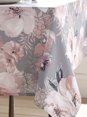 Catherine Lansfield Grey Dramatic Floral Print 100% Cotton Table Cloth - Image 2 of 2