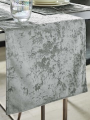 Catherine Lansfield Silver Grey Crushed Velvet Table Runner - Image 1 of 2
