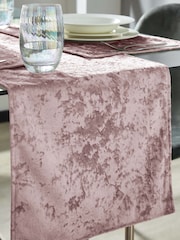 Catherine Lansfield Blush Pink Crushed Velvet Table Runner - Image 1 of 2