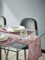 Catherine Lansfield Blush Pink Crushed Velvet Table Runner - Image 2 of 2