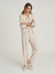 Reiss Blush Raya Wide Leg Trousers - Image 1 of 5