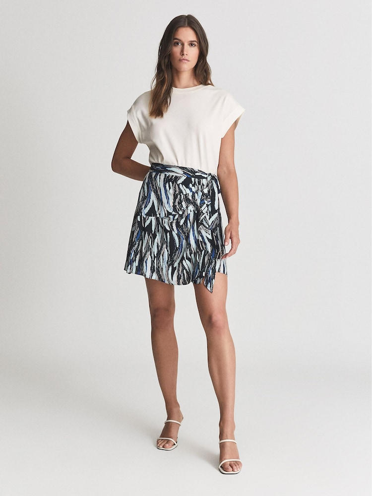 Reiss Black Print Astrid Printed Mini Skirt - Image 1 of 5