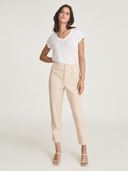 Reiss Pink Baxter Relaxed Tapered Fit Trousers - Image 1 of 5