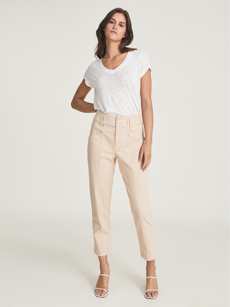 Reiss Pink Baxter Relaxed Tapered Fit Trousers - Image 1 of 5