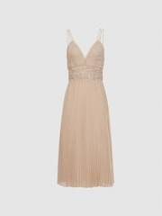 REISS Emma Midikleid mit Spitze und Faltendetail - Bild 2 von 5