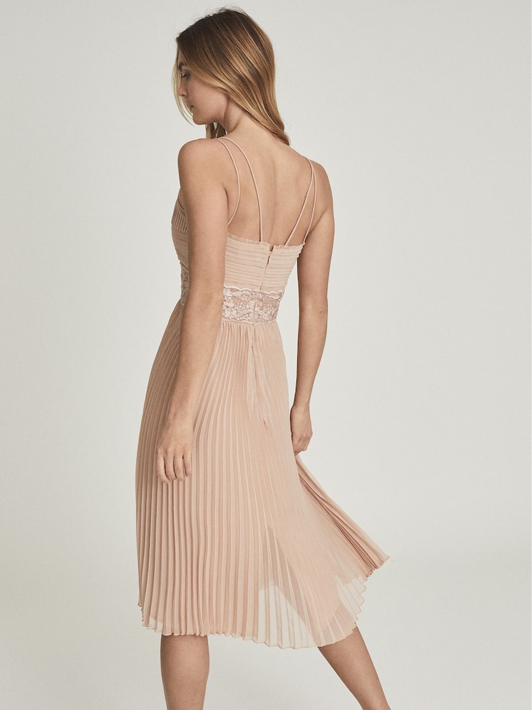REISS Emma Midikleid mit Spitze und Faltendetail - Bild 5 von 5 REISS Emma Midikleid mit Spitze und Faltendetail - Bild 5 von 5