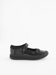 Black Butterfly Detail Wide Fit (G) Junior Leather School Mary Jane Shoes - Image 2 of 5