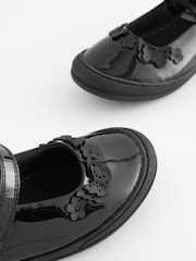 Black Butterfly Detail Wide Fit (G) Junior Leather School Mary Jane Shoes - Image 5 of 5