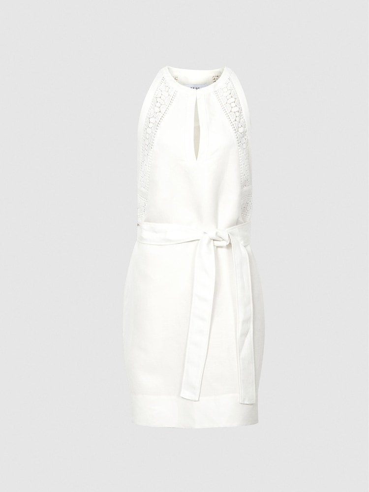 Reiss White Rhona Embroidered Mini Dress - Image 2 of 5