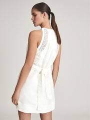 Reiss White Rhona Embroidered Mini Dress - Image 4 of 5