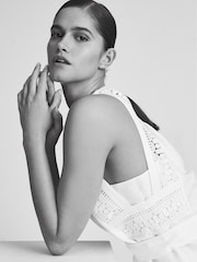 Reiss White Rhona Embroidered Mini Dress - Image 5 of 5