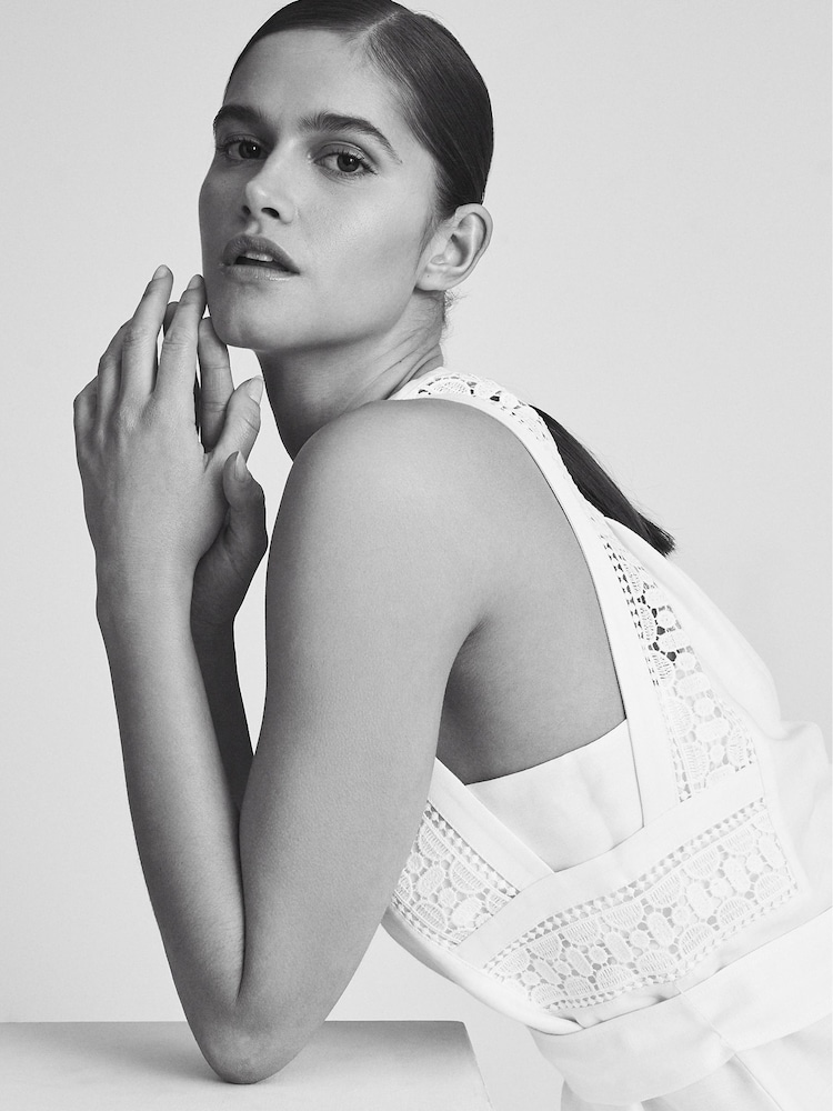 Reiss White Rhona Embroidered Mini Dress - Image 5 of 5