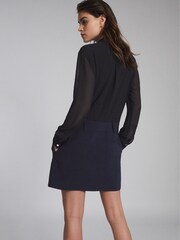 Reiss Navy/Black Tia Semi Sheer Detailed Mini Dress - Image 5 of 5