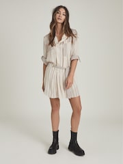 Reiss Cream Alba Striped Shirt Dress - Image 1 of 6