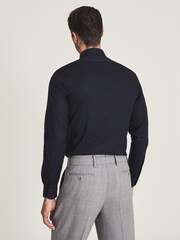 Reiss Navy Kiana Cotton Stretch Poplin Slim Fit Shirt - Image 5 of 5