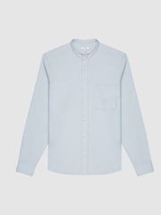 Reiss Soft Blue Tooley Organic Cotton Grandad Shirt - Image 2 of 5