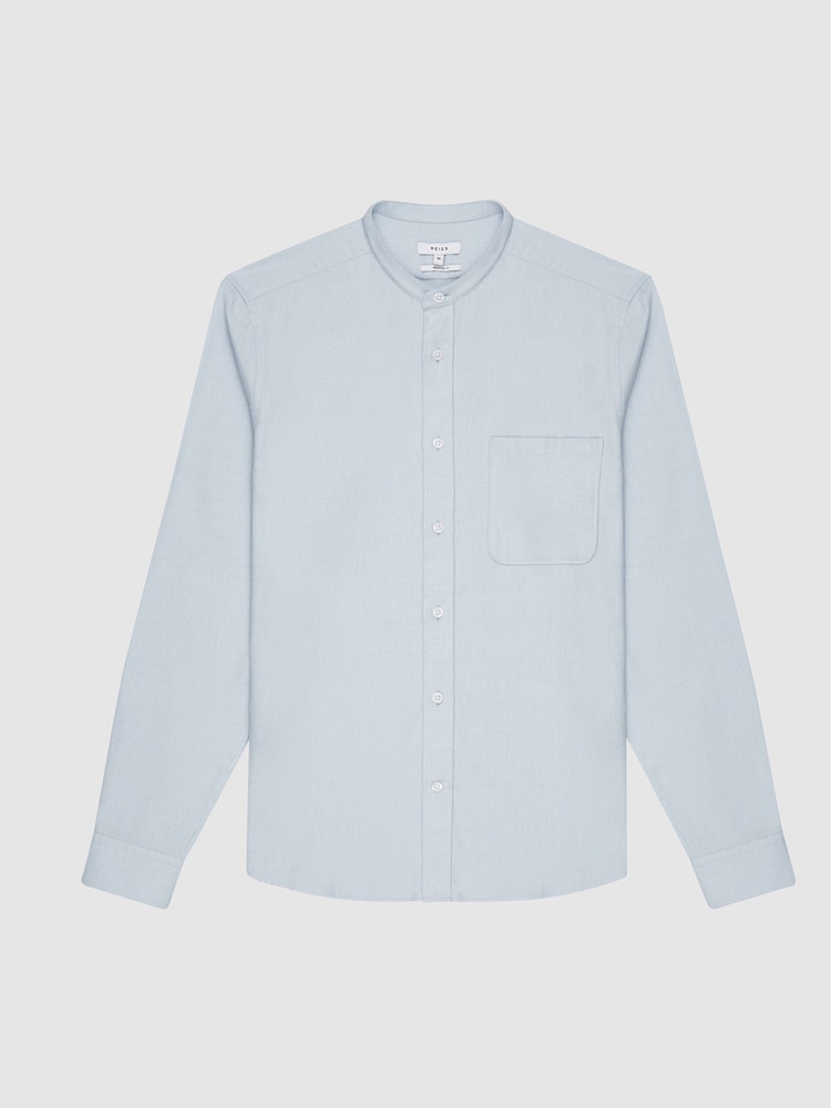 Reiss Soft Blue Tooley Organic Cotton Grandad Shirt - Image 2 of 5