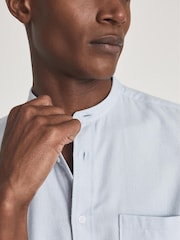 Reiss Soft Blue Tooley Organic Cotton Grandad Shirt - Image 4 of 5