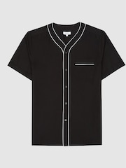 Reiss Black Dipietro Tipped Short Sleeved Shirt - Image 2 of 6