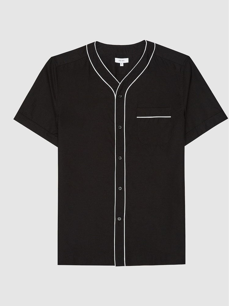 Reiss Black Dipietro Tipped Short Sleeved Shirt - Image 2 of 6