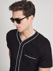 Reiss Black Dipietro Tipped Short Sleeved Shirt - Image 4 of 6