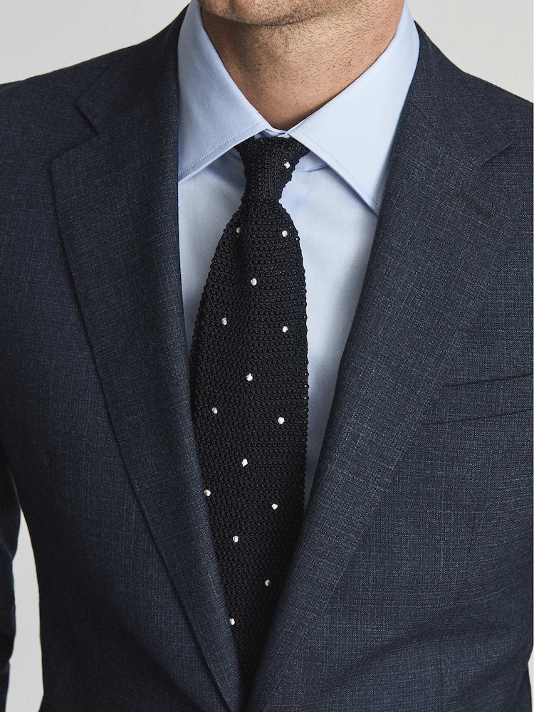 Reiss Soft Blue Frontier Cotton Satin Stretch Slim Fit Shirt - Image 7 of 7