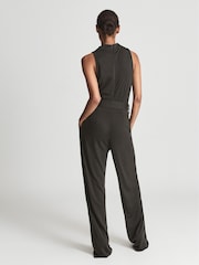 Reiss Dark Green Milo Fine Wool Blend Cowl Neck Jumpsuit - Image 4 of 6