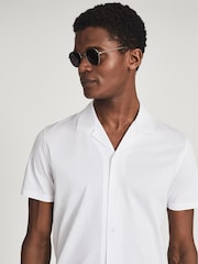 Reiss White Caspa Mercerised Cotton Jersey Shirt - Image 4 of 5