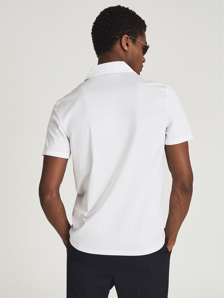 Reiss White Caspa Mercerised Cotton Jersey Shirt - Image 5 of 5 Reiss White Caspa Mercerised Cotton Jersey Shirt - Image 5 of 5