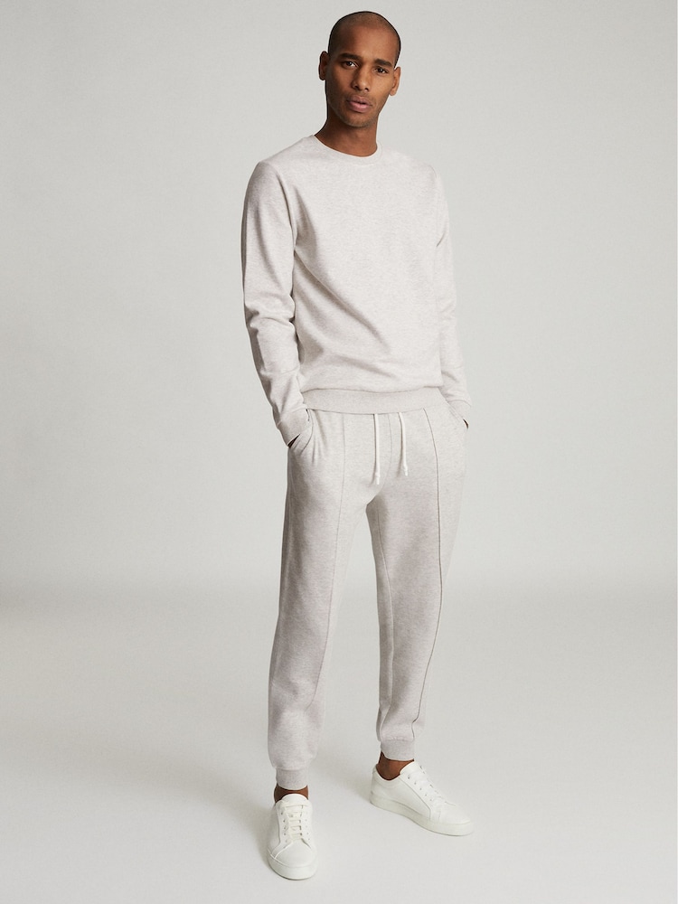 Reiss Soft Grey Douglas Melange Jersey Sweatshirt - Image 1 of 4