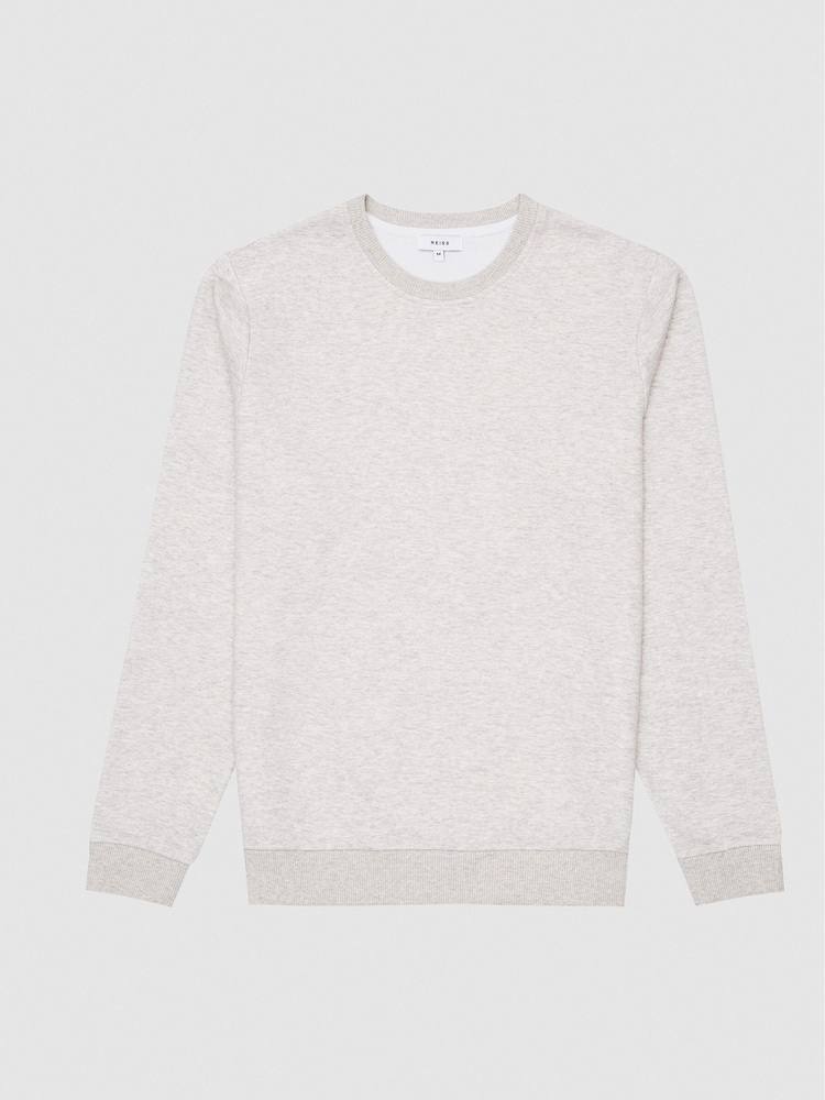 Reiss Soft Grey Douglas Melange Jersey Sweatshirt - Image 2 of 4