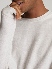 Reiss Soft Grey Douglas Melange Jersey Sweatshirt - Image 3 of 4