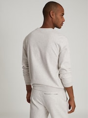 Reiss Soft Grey Douglas Melange Jersey Sweatshirt - Image 4 of 4