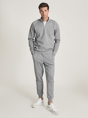 Reiss Grey Melange Stag Neoprene Zip Neck Jumper - Image 1 of 5