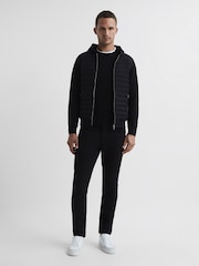 Reiss Black Taylor Hybrid Zip Through Quilted Jacket - Image 3 of 7