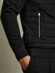 Reiss Black Taylor Hybrid Zip Through Quilted Jacket - Image 4 of 7