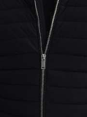 Reiss Black Taylor Hybrid Zip Through Quilted Jacket - Image 7 of 7
